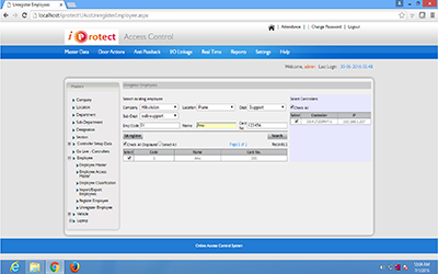 iProtect Access Control Masters Update Register Employees